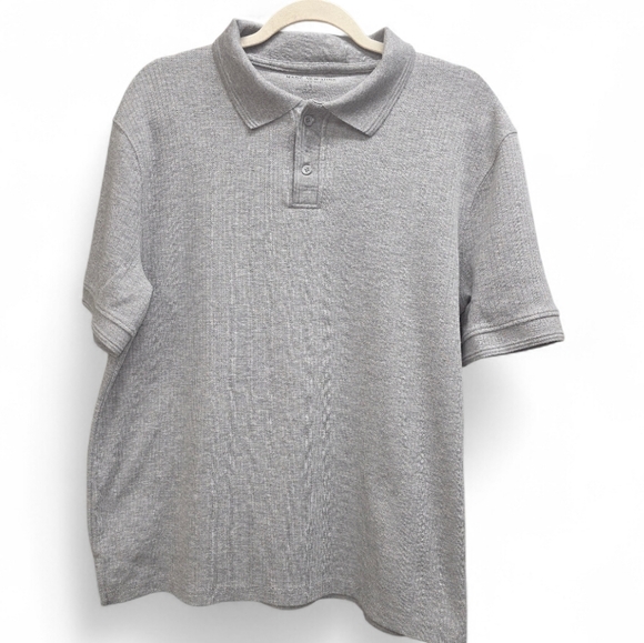 Marc New York Other - Marc New York Gray Ribbed Knit Polo Shirt Men's Size Large Short Sleeve Classic
